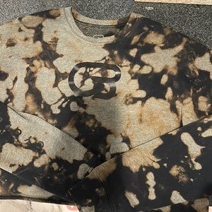 L CycleBar bleach tie dye cropped crew sweatshirt